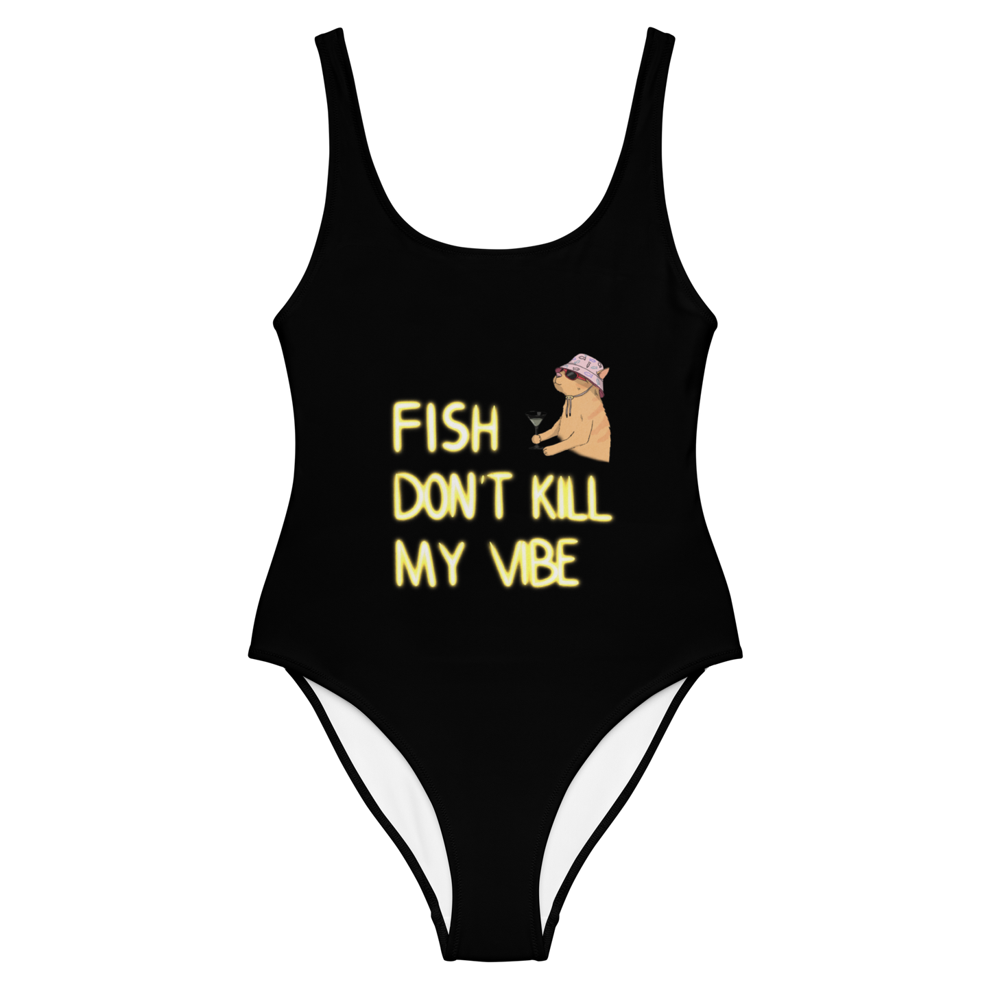 One-Piece Swimsuit "Fish Don’t Kill My Vibe"