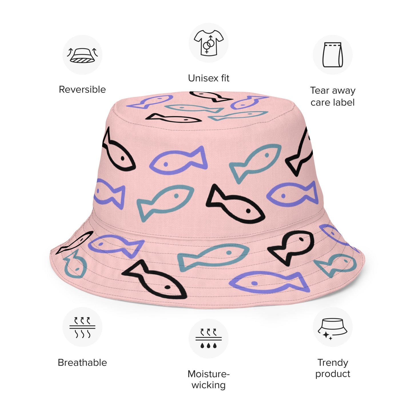 Reversible Bucket Hat "Fishes"