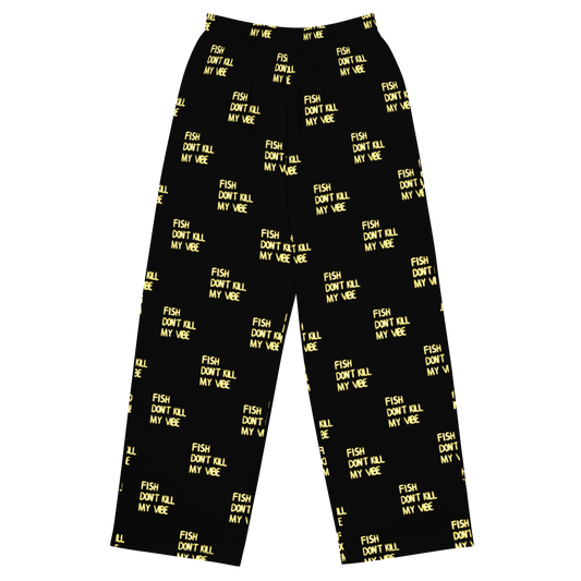 All-over print unisex wide-leg pants "Fish Don’t Kill My Vibe"