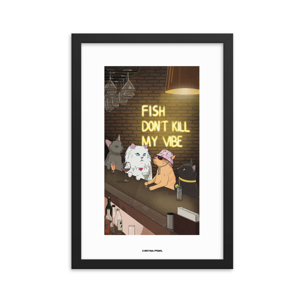 Framed poster "Cats At The Bar"