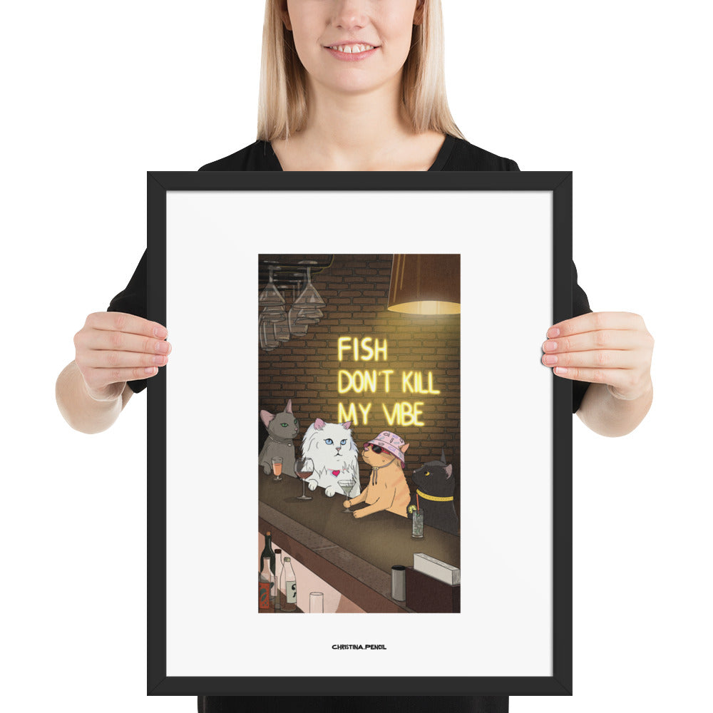 Framed poster "Cats At The Bar"