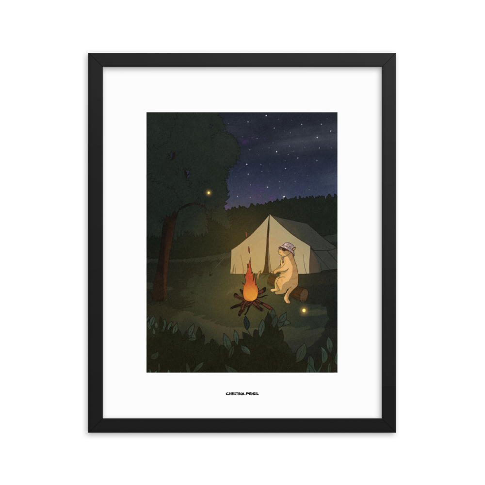 Framed poster "Ginger Cat At The Bonfire"