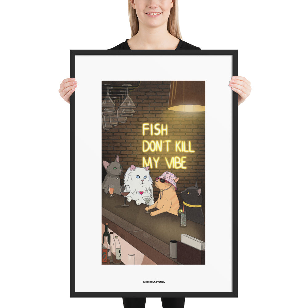 Framed poster "Cats At The Bar"