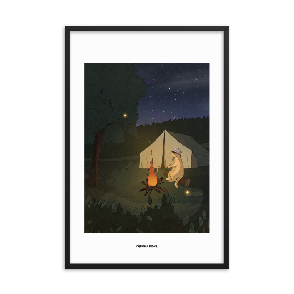 Framed poster "Ginger Cat At The Bonfire"