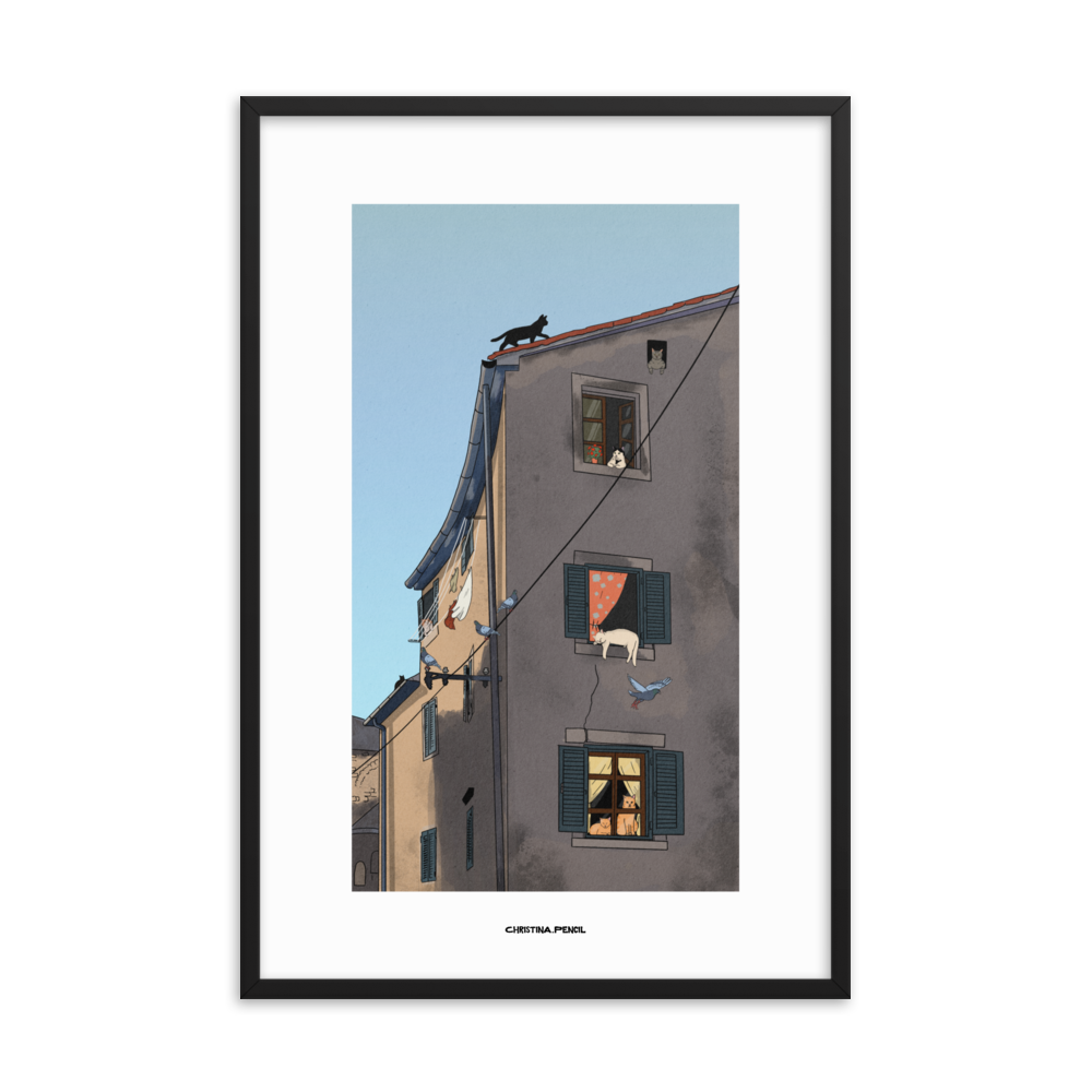 Framed poster "The Cat House"