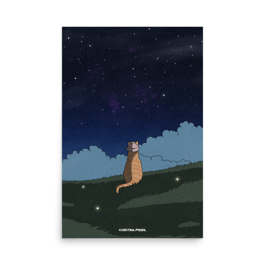 Poster "Ginger Cat Looks At The Stars"