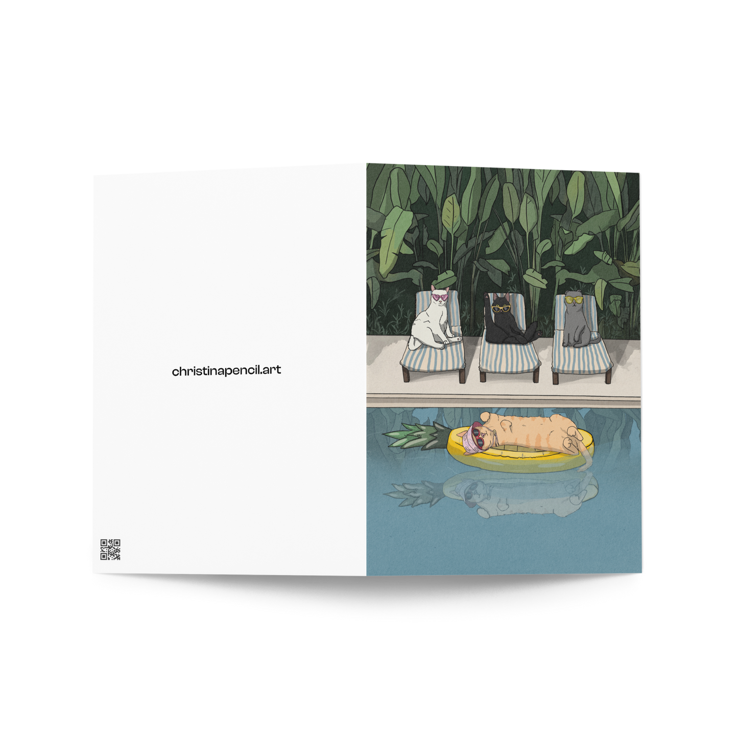 Greeting card "Cats at the Pool"