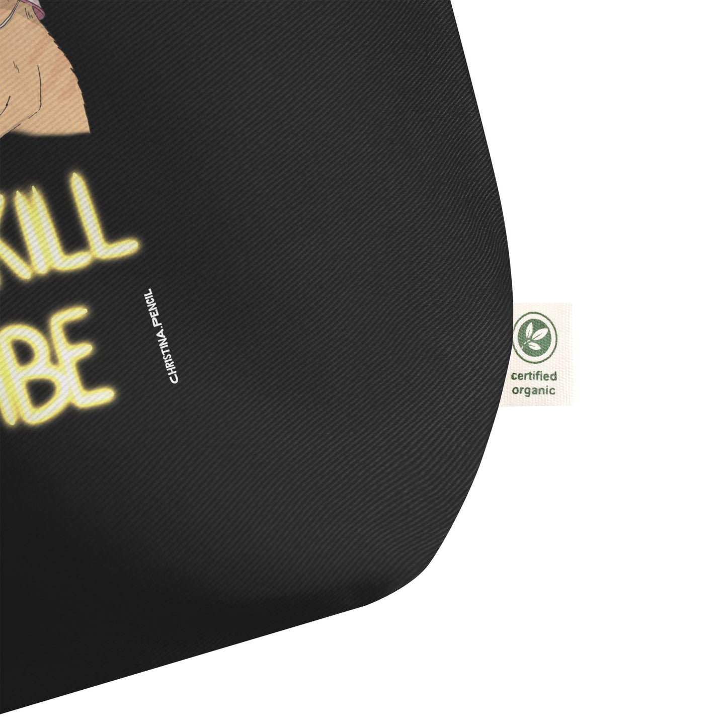 Large organic tote bag "Fish Don’t Kill My Vibe"