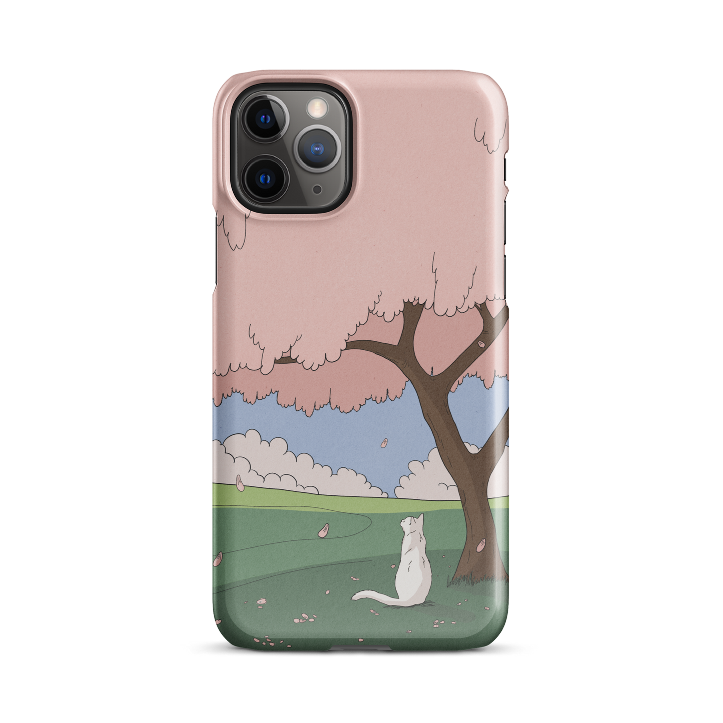 Snap case for iPhone® "White Cat and Sakura"