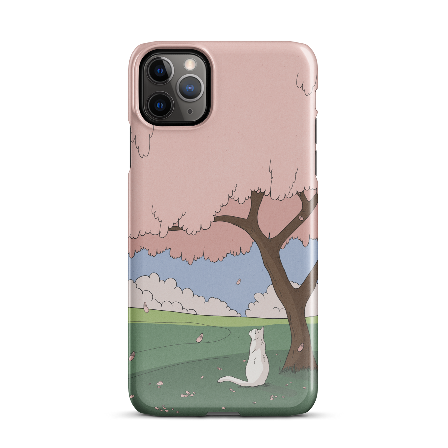 Snap case for iPhone® "White Cat and Sakura"