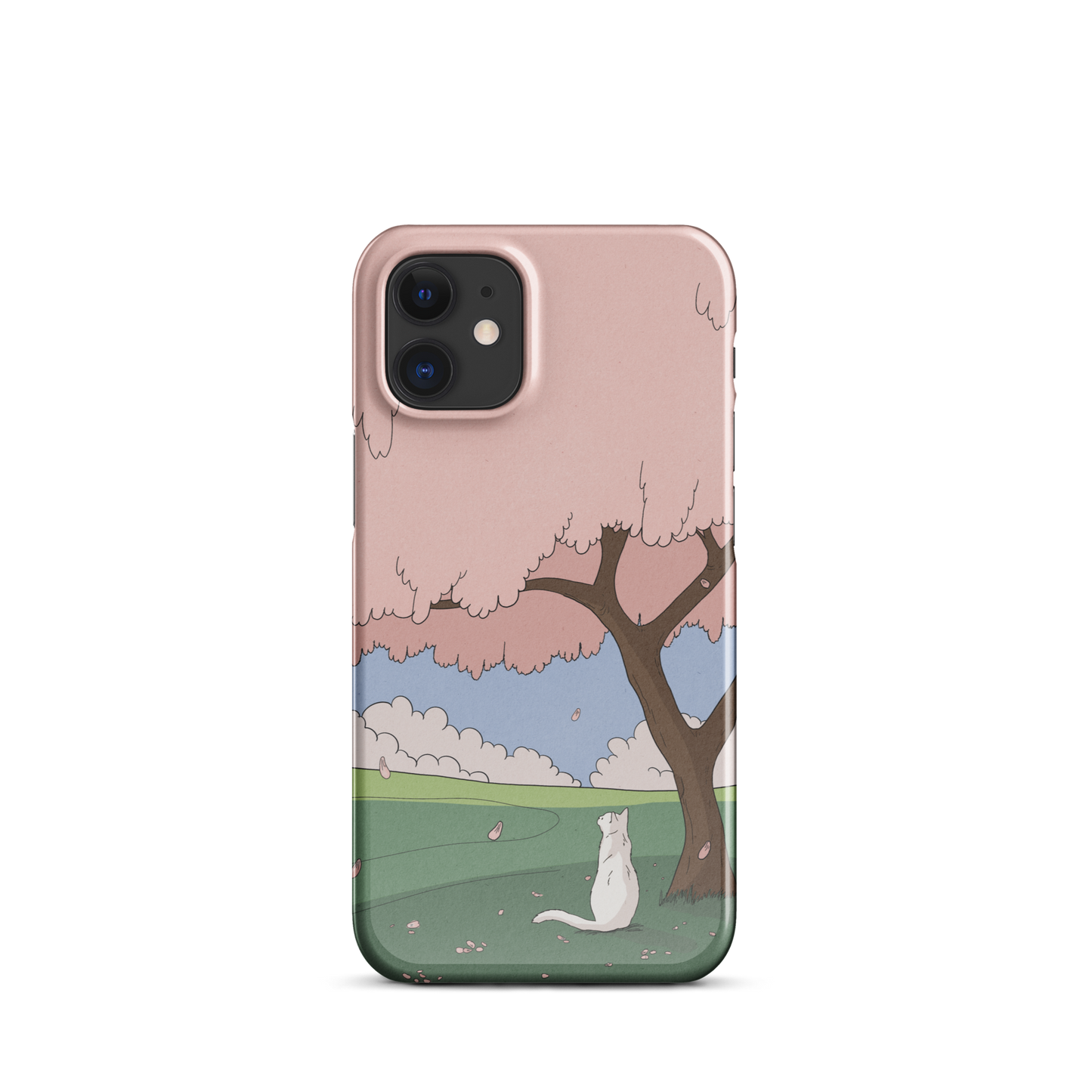 Snap case for iPhone® "White Cat and Sakura"