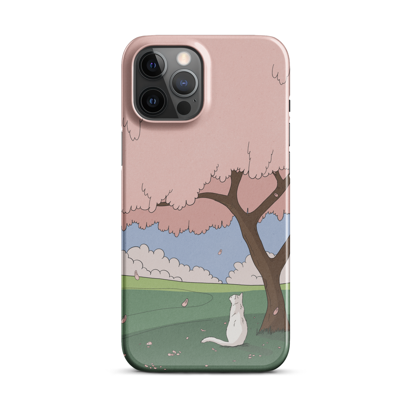 Snap case for iPhone® "White Cat and Sakura"