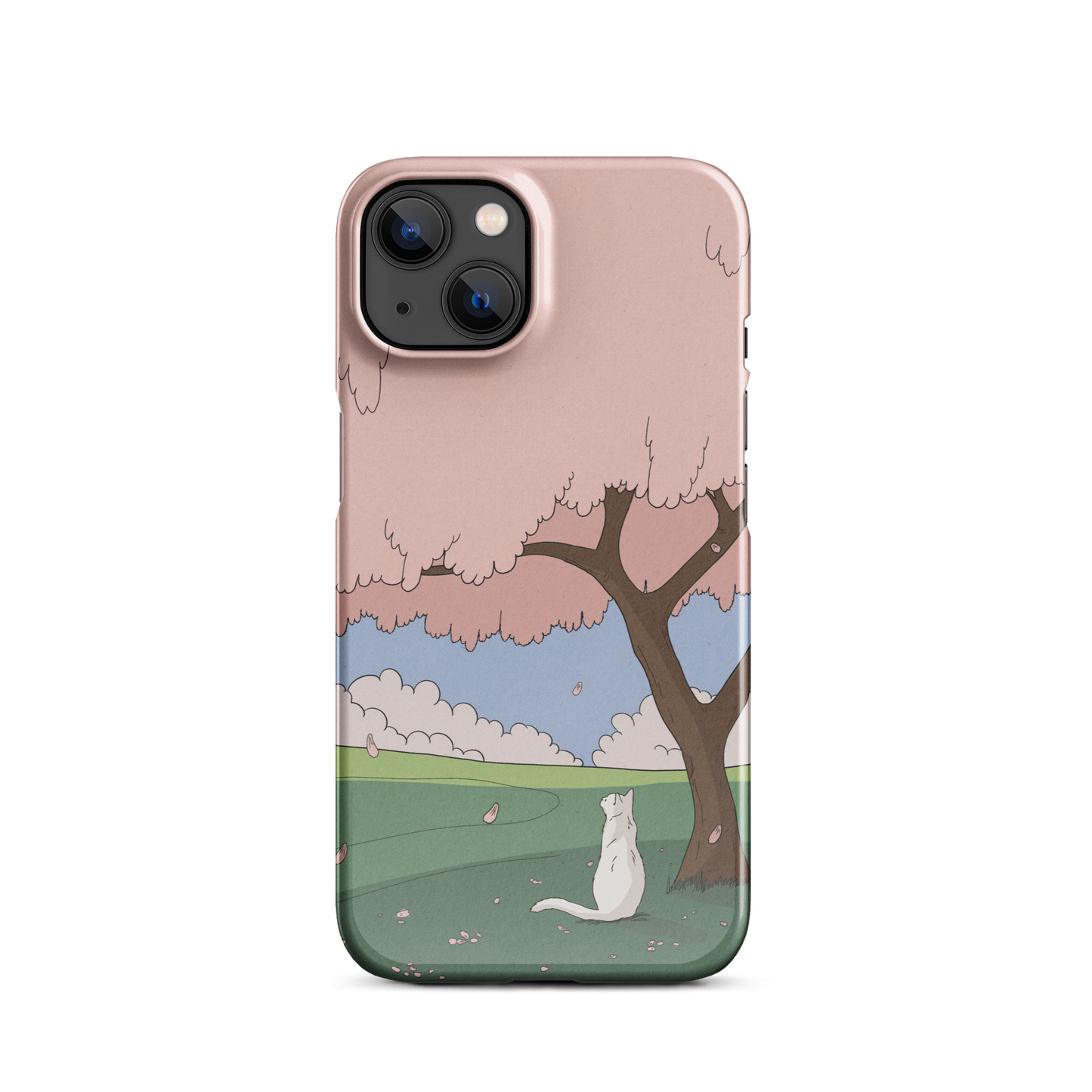 Snap case for iPhone® "White Cat and Sakura"