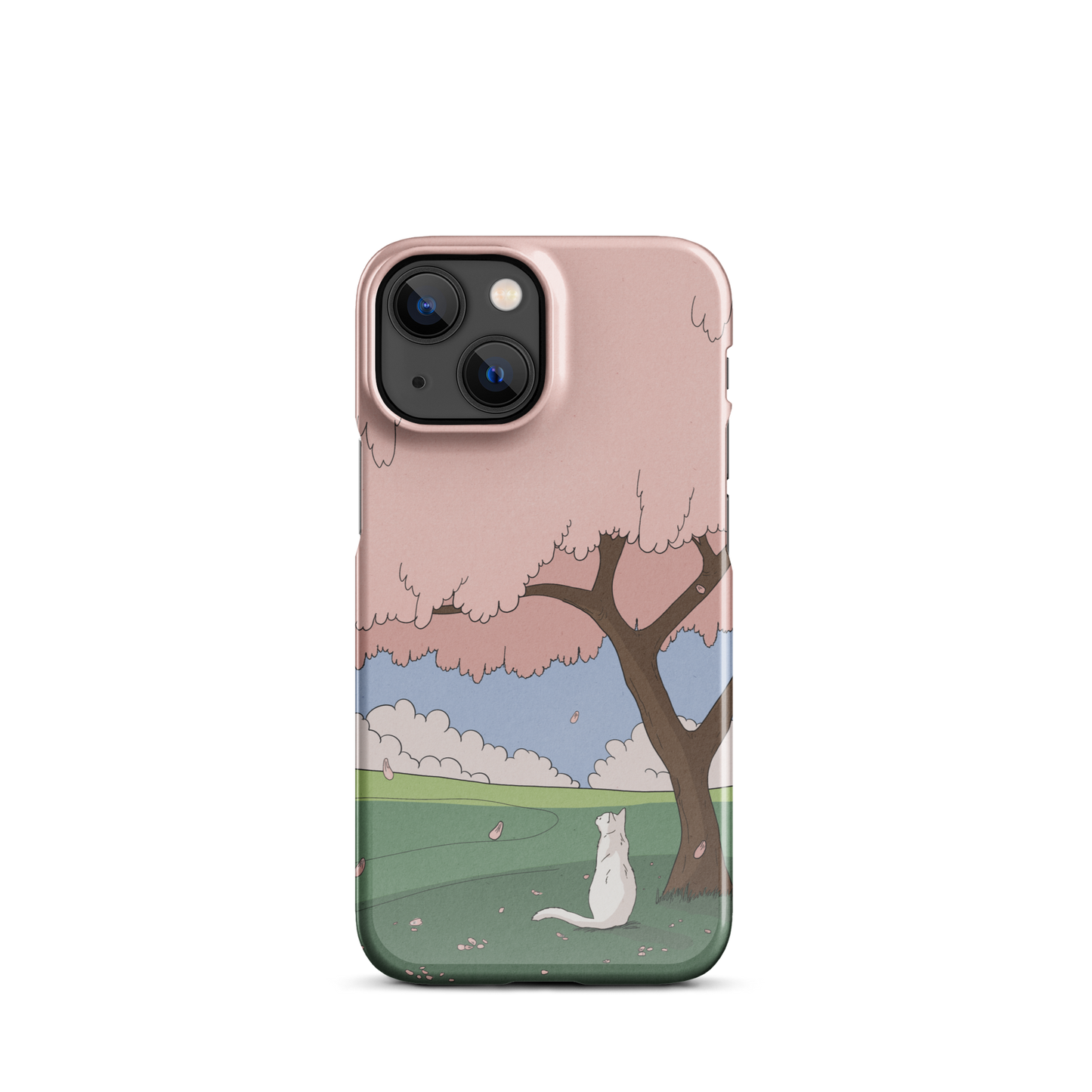 Snap case for iPhone® "White Cat and Sakura"