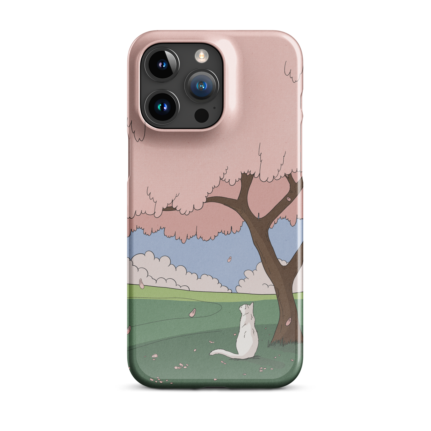 Snap case for iPhone® "White Cat and Sakura"