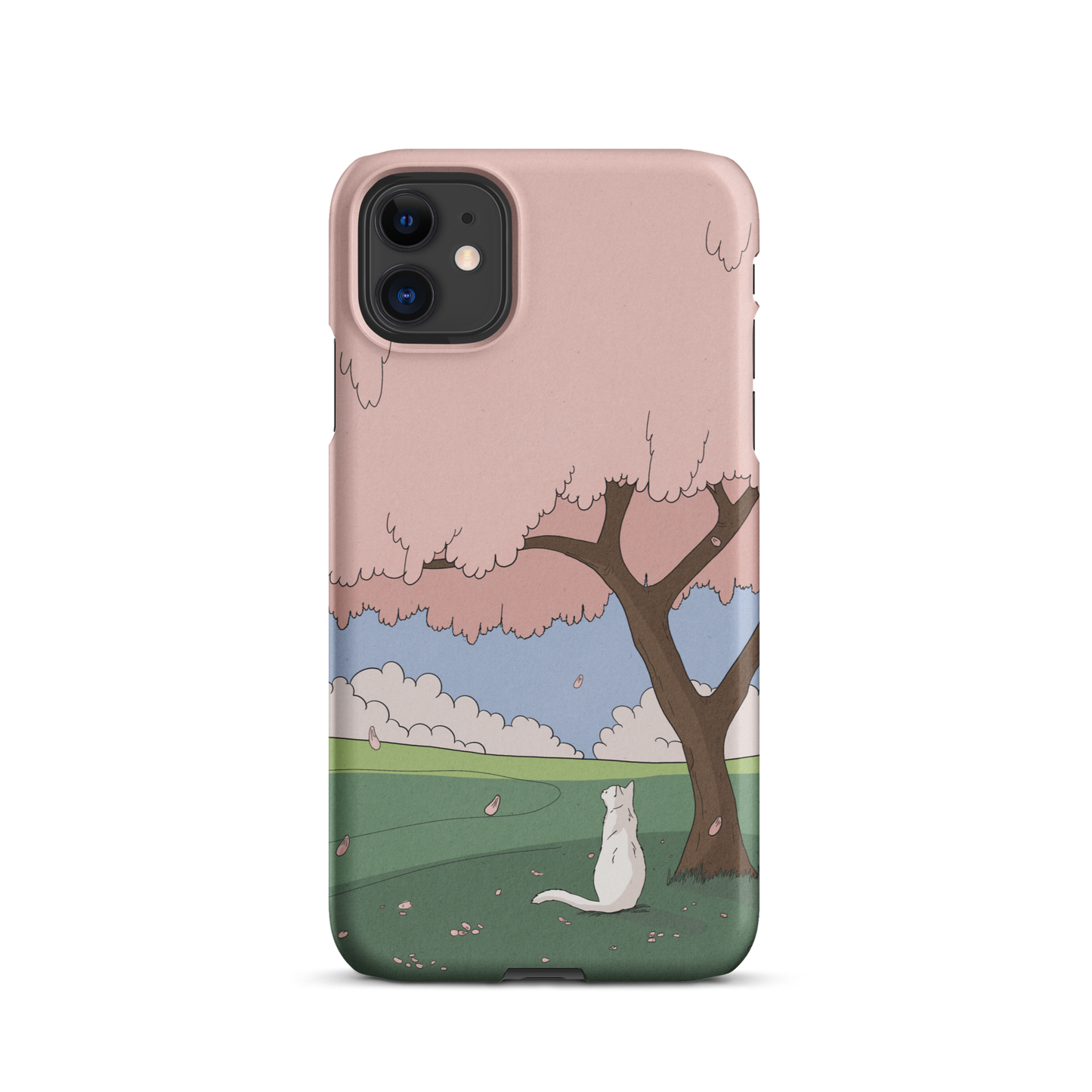 Snap case for iPhone® "White Cat and Sakura"