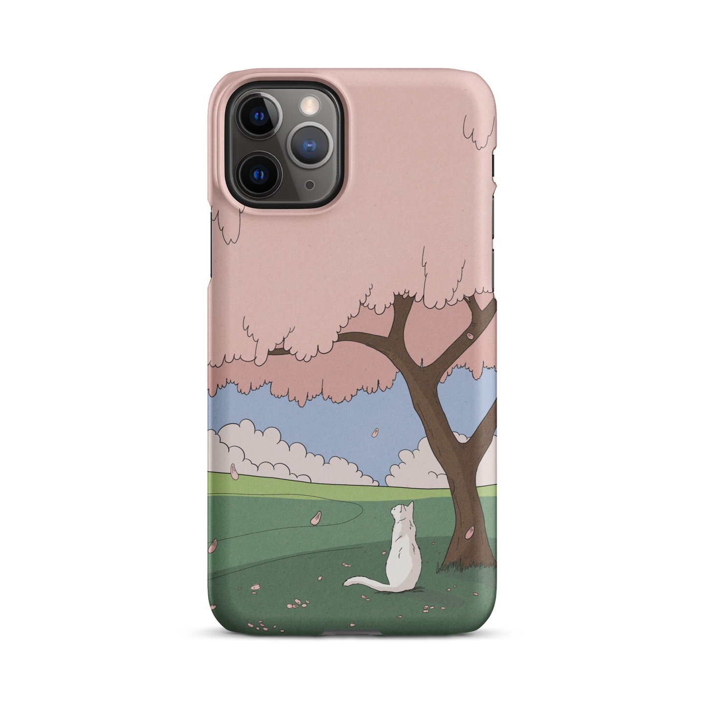 Snap case for iPhone® "White Cat and Sakura"