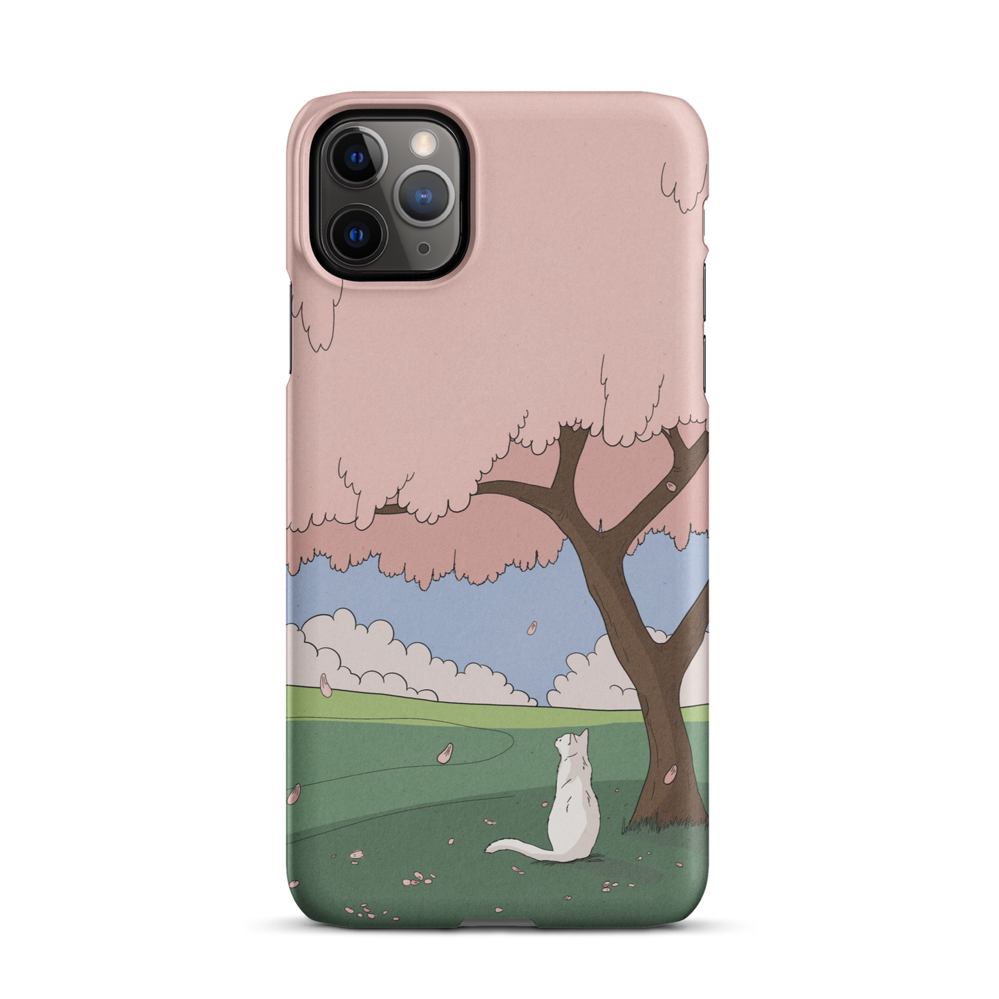 Snap case for iPhone® "White Cat and Sakura"