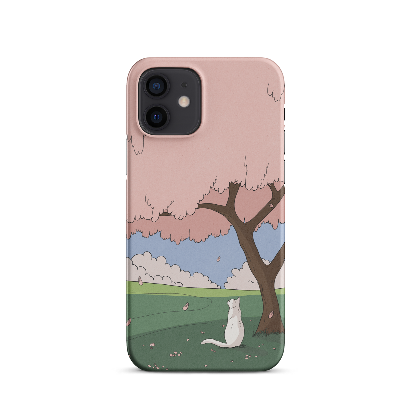 Snap case for iPhone® "White Cat and Sakura"