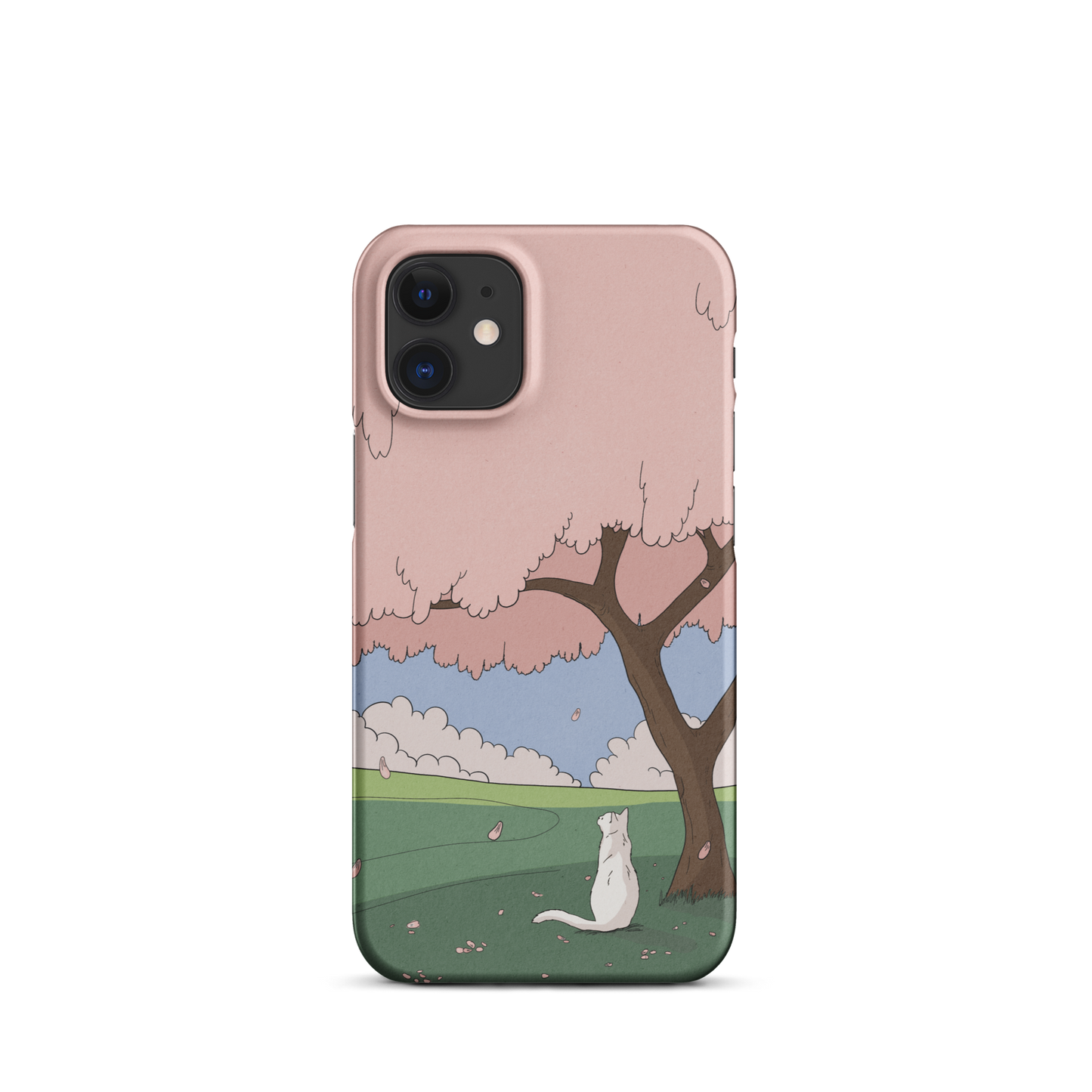 Snap case for iPhone® "White Cat and Sakura"