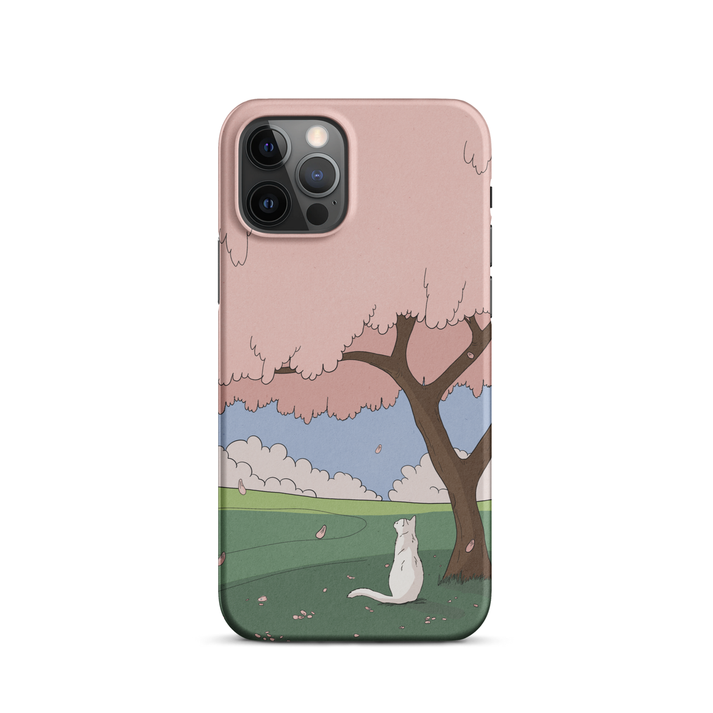 Snap case for iPhone® "White Cat and Sakura"