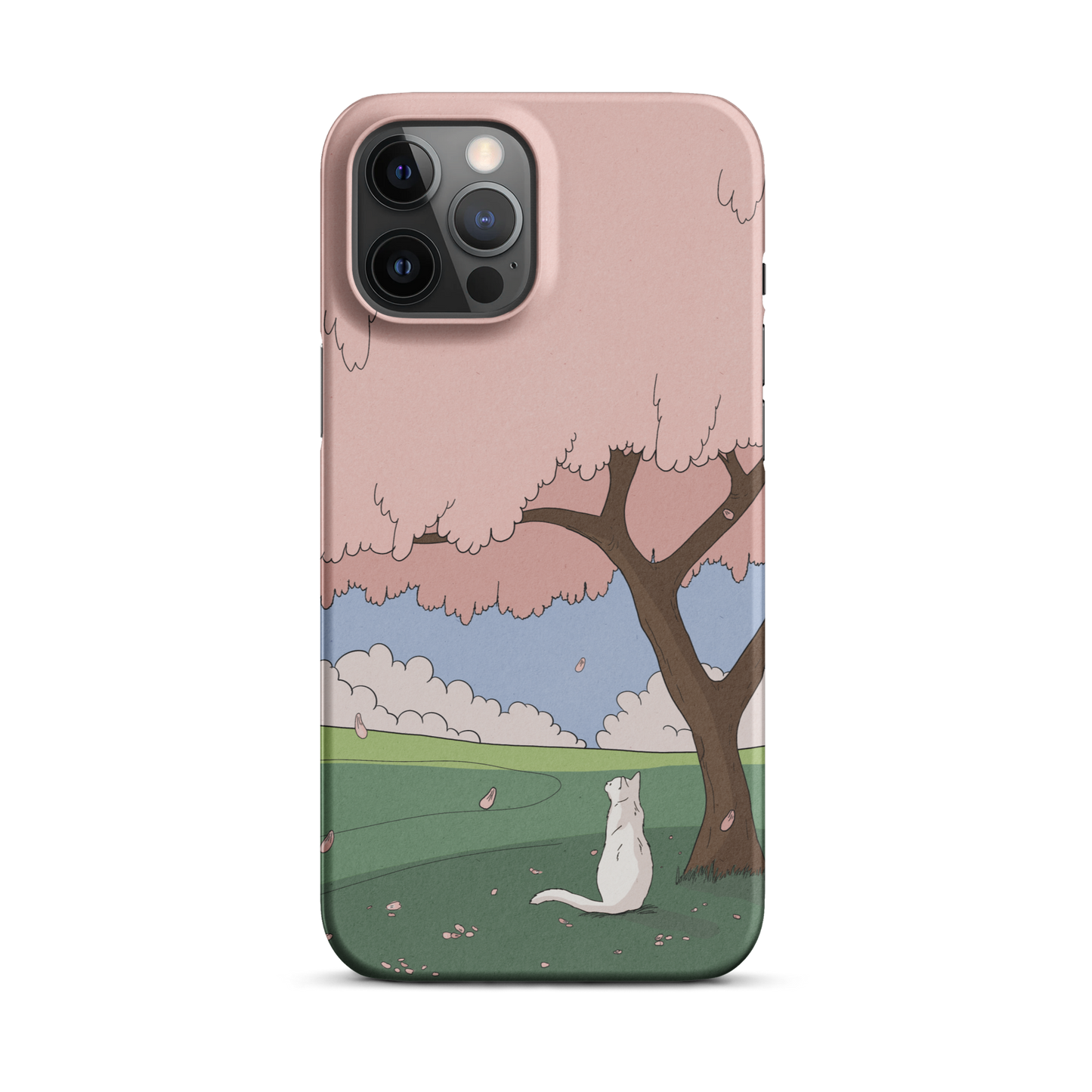 Snap case for iPhone® "White Cat and Sakura"