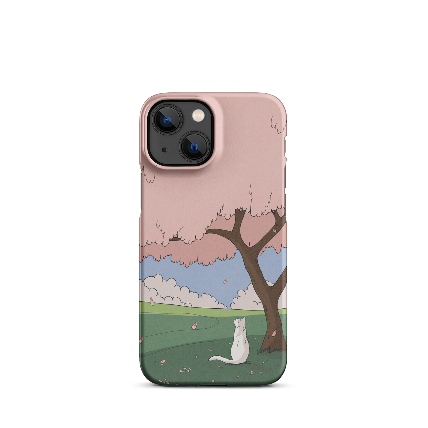 Snap case for iPhone® "White Cat and Sakura"