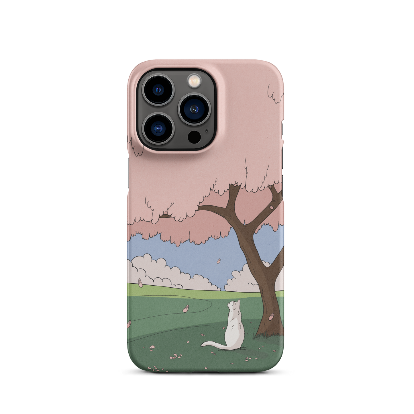 Snap case for iPhone® "White Cat and Sakura"