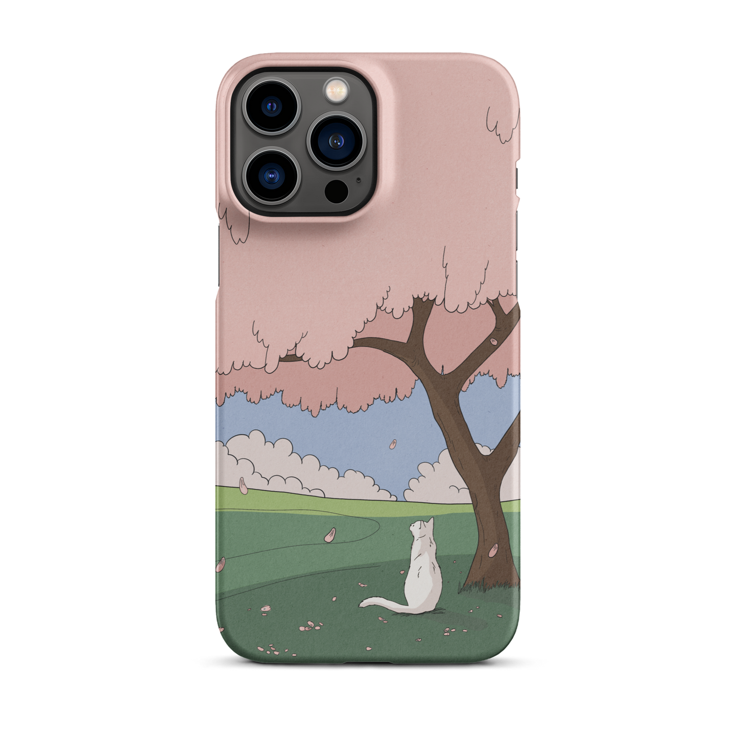 Snap case for iPhone® "White Cat and Sakura"