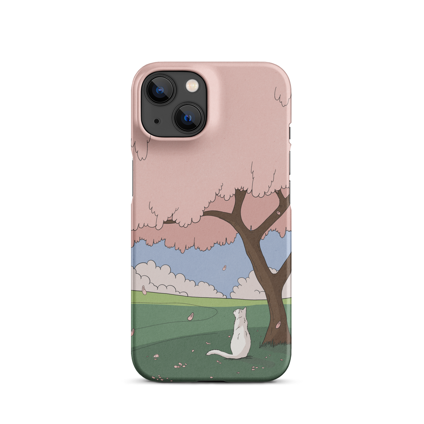 Snap case for iPhone® "White Cat and Sakura"