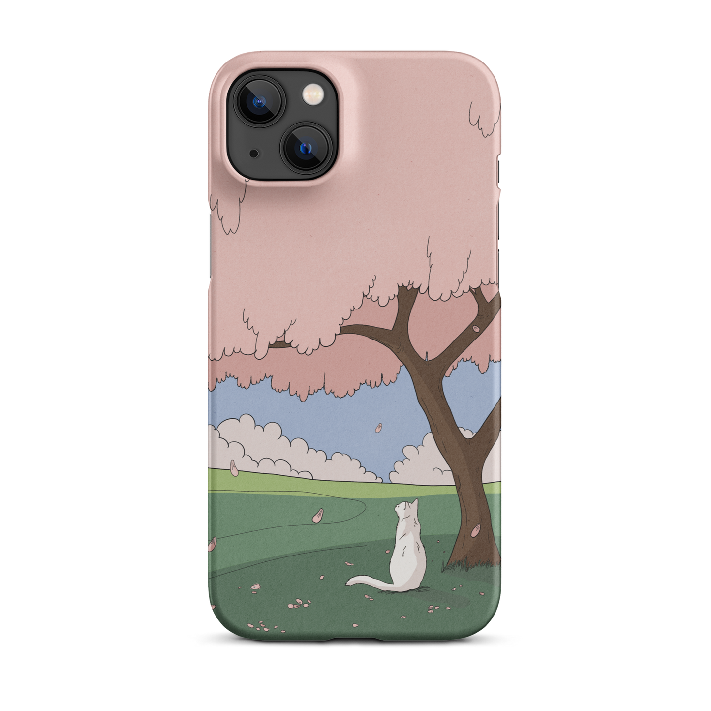 Snap case for iPhone® "White Cat and Sakura"