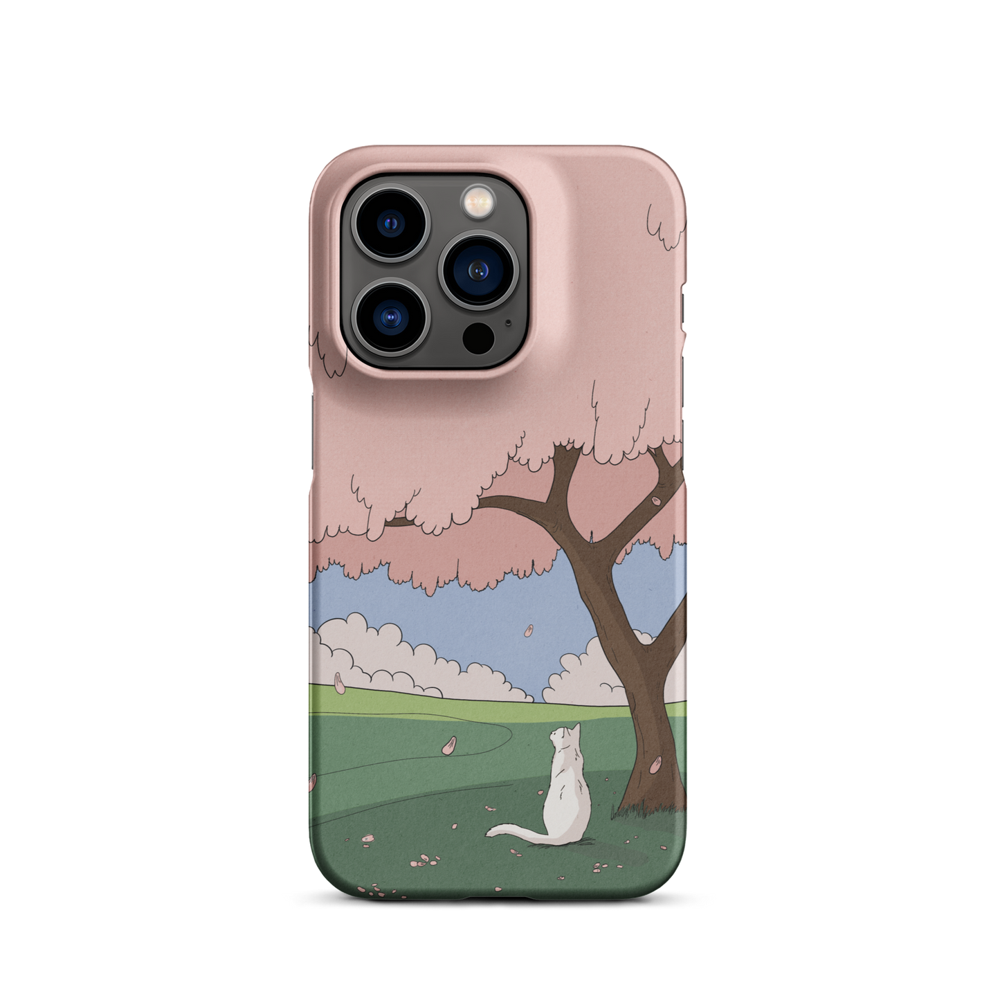 Snap case for iPhone® "White Cat and Sakura"