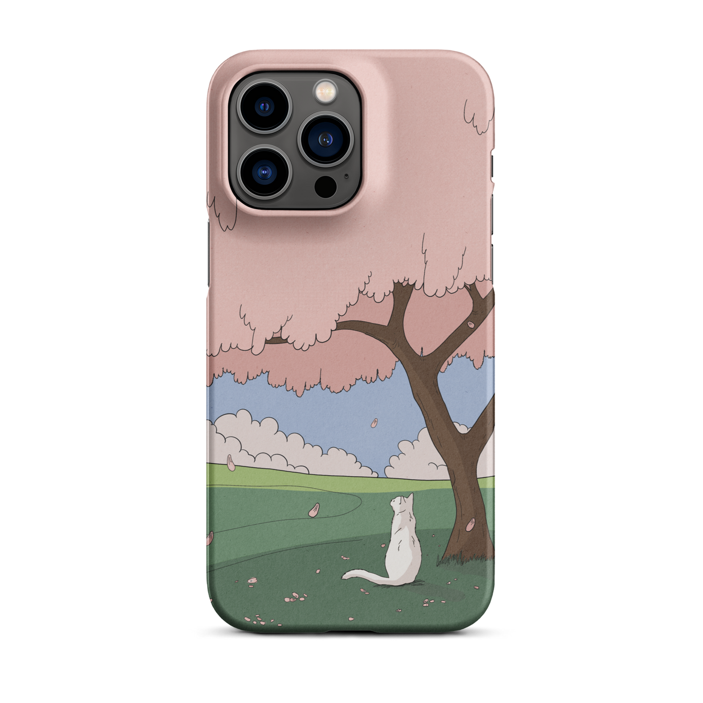 Snap case for iPhone® "White Cat and Sakura"