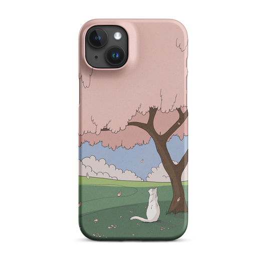 Snap case for iPhone® "White Cat and Sakura"