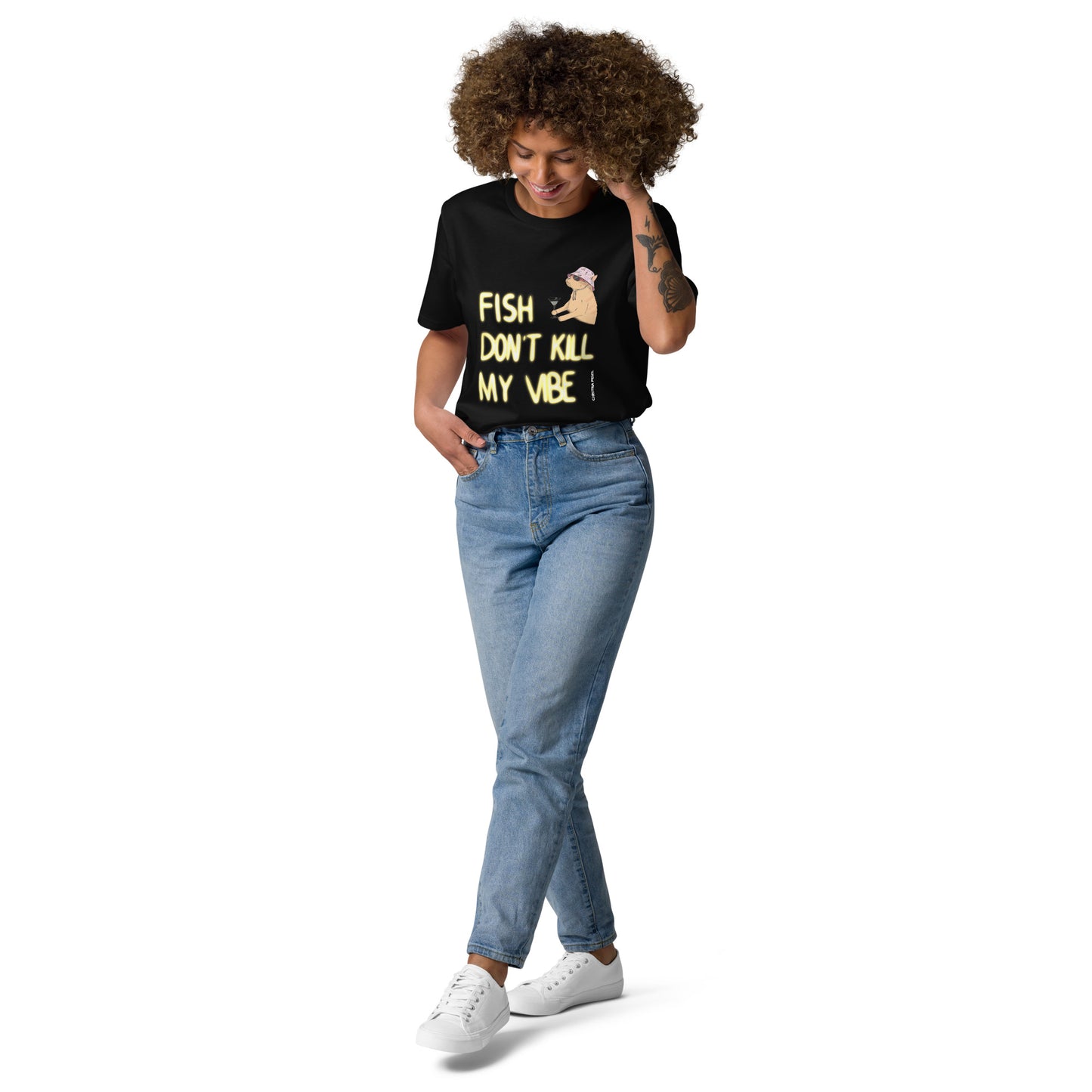 Unisex organic cotton t-shirt "Fish Don’t Kill My Vibe"