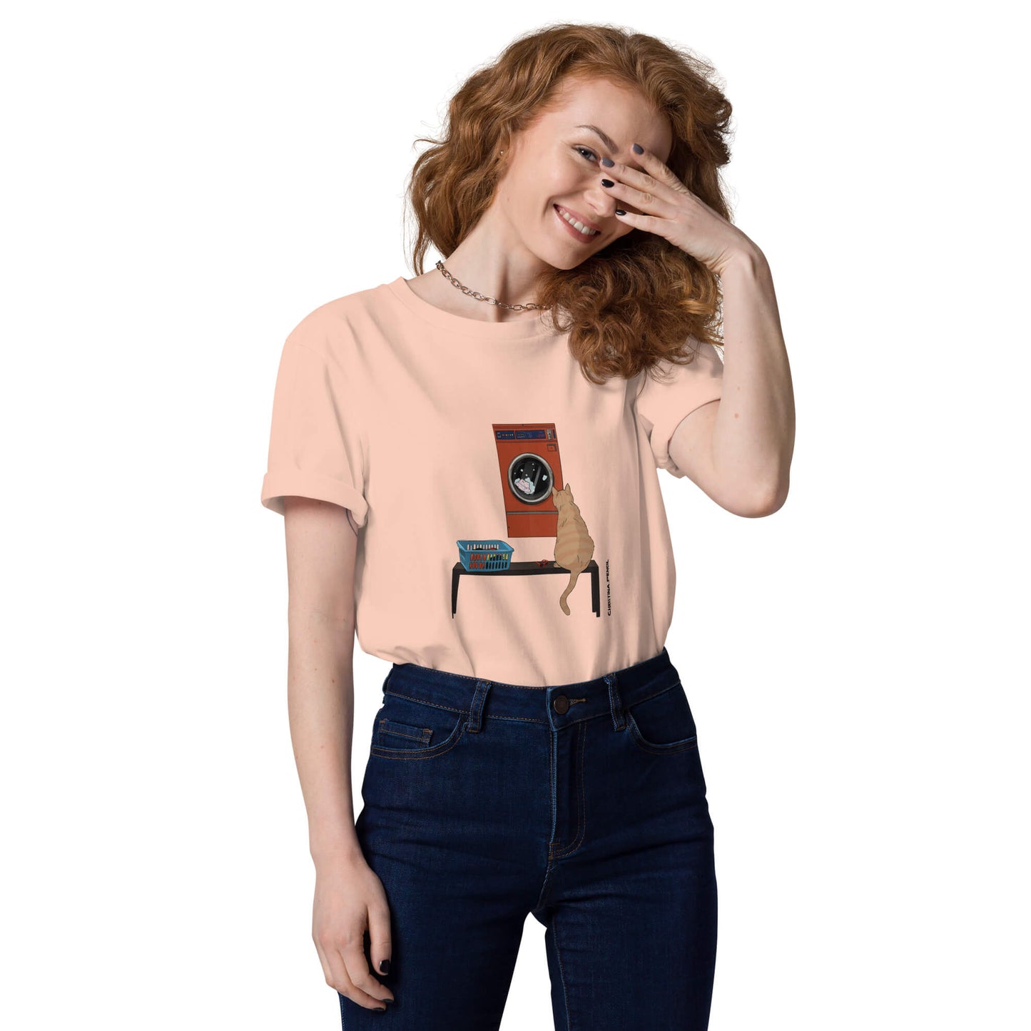 Unisex organic cotton t-shirt "Ginger at the Laundry"