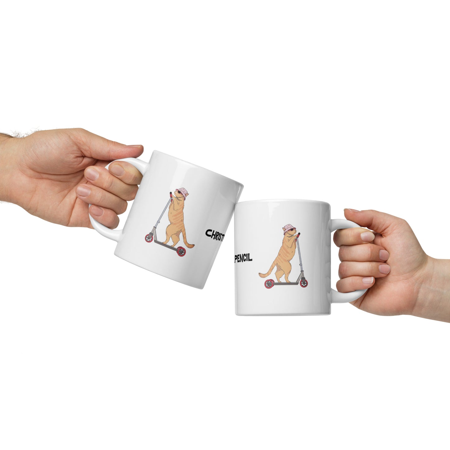 White glossy mug "Christina Pencil Ginger Cat"